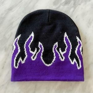 Vintage Y2K Purple Flame Skater Beanie
